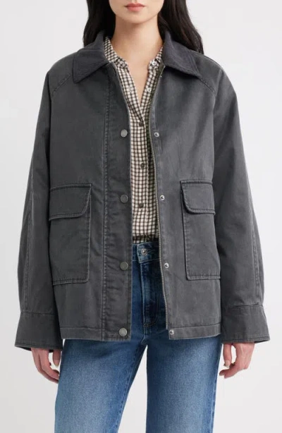 Bcbg Corduroy Collar Cotton Barn Jacket In Black