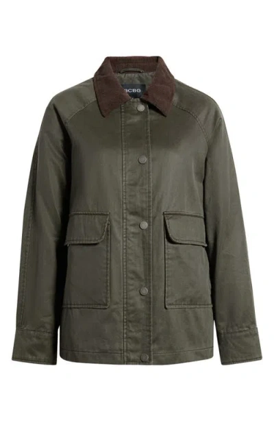 Bcbg Corduroy Collar Cotton Barn Jacket In Green