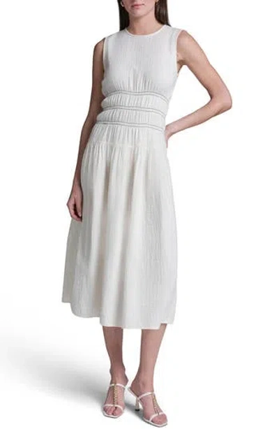 Bcbg Cotton Double Gauze Midi Dress In White