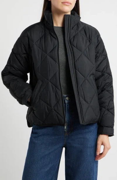 Bcbg Crop Diamond Quilted Jacket In Black