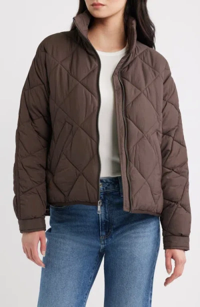 Bcbg Crop Diamond Quilted Jacket In Brown