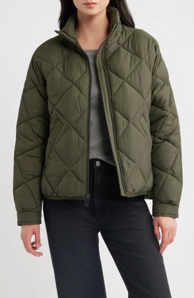 Bcbg Crop Diamond Quilted Jacket In Green