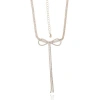 Bcbg Crystal Double Strand Bow Lariat Necklace In Gold