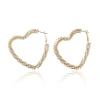 Bcbg Crystal Heart Hoop Earrings In Gold
