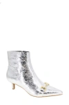 Bcbg Darmena Pointed Toe Kitten Heel Bootie In Silver