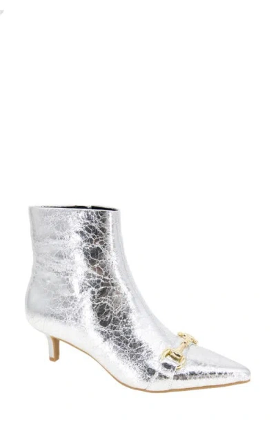 Bcbg Darmena Pointed Toe Kitten Heel Bootie In Silver