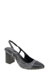 Bcbg Darrin Block Heel Slingback Pump In Black/white Boucle