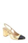 Bcbg Darrin Block Heel Slingback Pump In Gold/black