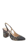 Bcbg Darrin Block Heel Slingback Pump In Multi Boucle/ Black