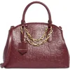 Bcbg Debossed Triple Compartment Satchel In Burgundy