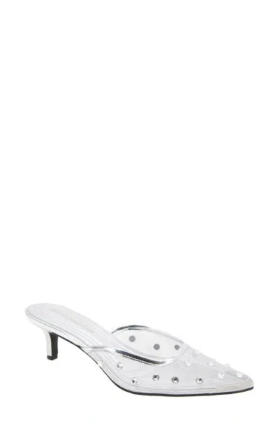 Bcbg Dixy Pointed Toe Kitten Heel Mule In Silver