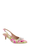 Bcbg Donna Slingback Pointed Toe Kitten Heel Pump In Multi Floral