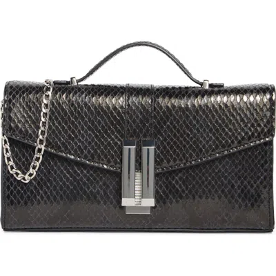 Bcbg Double Bar Faux Snakeskin Shoulder Clutch In Black Snake