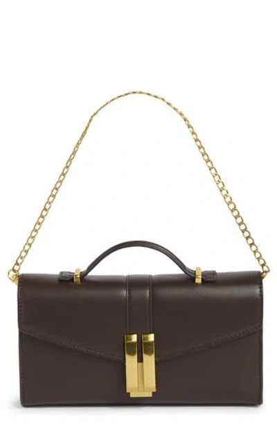 Bcbg Double Bar Shoulder Clutch In Brown