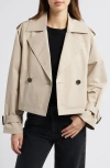 Bcbg Double Breasted Crop Trench Coat In Sand