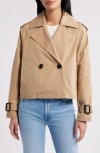Bcbg Double Breasted Crop Trench Coat In Stone