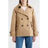 Bcbg Double Breasted Short Trench Coat In Brown