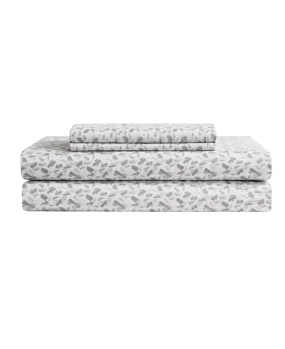 Bcbg Elegant Floral Microfiber 4-piece Sheet Set, Twin In Alloy Gray
