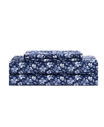 Bcbg Elegant Floral Microfiber 4-piece Sheet Set, Twin In Aranza Blue