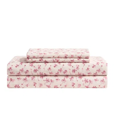 Bcbg Elegant Floral Microfiber 4-piece Sheet Set, Twin In Gardenia White