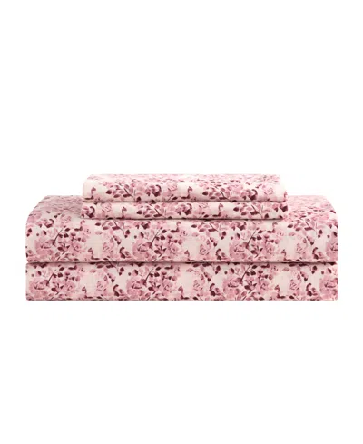 Bcbg Elegant Floral Microfiber 4-piece Sheet Set, Twin In Susan Pink