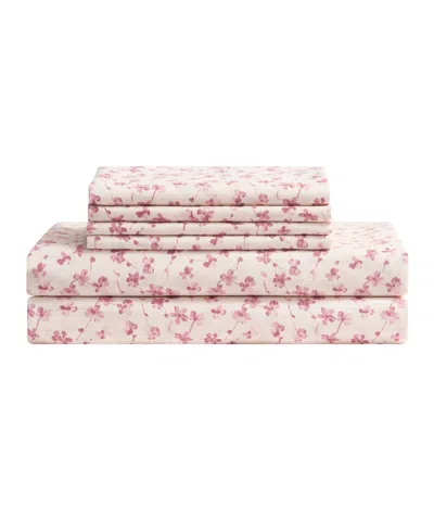 Bcbg Elegant Floral Microfiber 6-piece Sheet Set, Full In Gardenia White