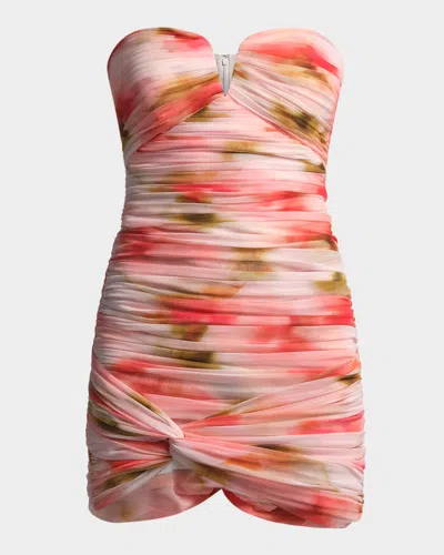 Bcbg Elia Strapless Ruched Mesh Mini Dress
