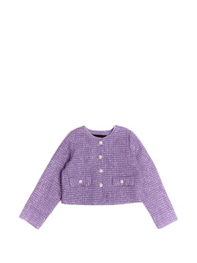 Bcbg Kids' Embellished Button Jacket In Purple