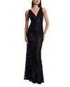 Bcbg Sequin-embellished Cutout Gown In Black