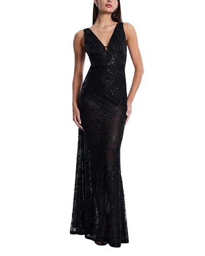 BCBG BCBG EMBELLISHED CUTOUT GOWN