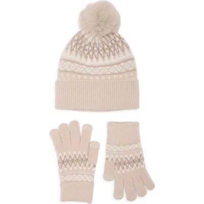 Bcbg Fair Isle Beanie And Glove Set In Neutral