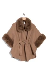 Bcbg Faux Fur Belted Topper In Brown