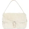 Bcbg Faux Fur Buckle Shoulder Bag In Gray