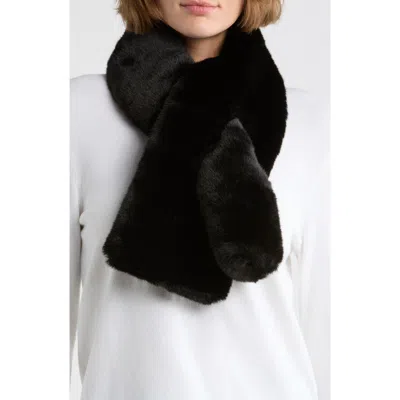 Bcbg Faux Fur Pull-through Scarf In Black