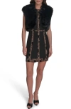 Bcbg Faux Fur Sleeveless Shrug In Black