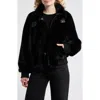 Bcbg Faux Mink Bomber Jacket In Black