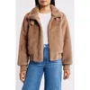Bcbg Faux Mink Bomber Jacket In Brown