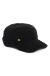 Bcbg Faux Shearling Baseball Cap In Black