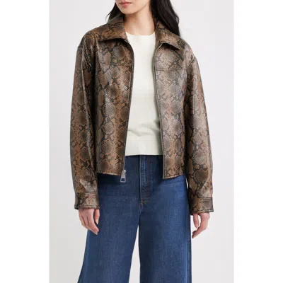 Bcbg Faux Snakeskin Jacket In Brown