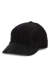 Bcbg Faux Suede & Corduroy Baseball Cap In Black