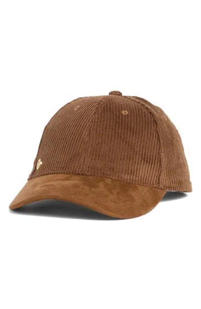 Bcbg Faux Suede & Corduroy Baseball Cap In Brown