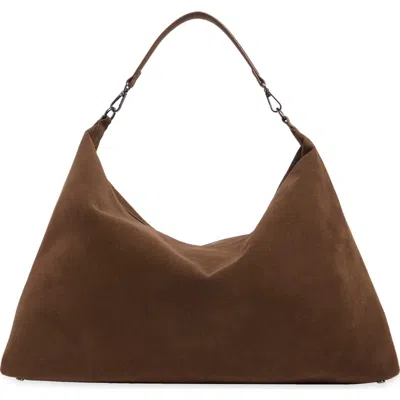 Bcbg Faux Suede Hobo Bag In Chocolate