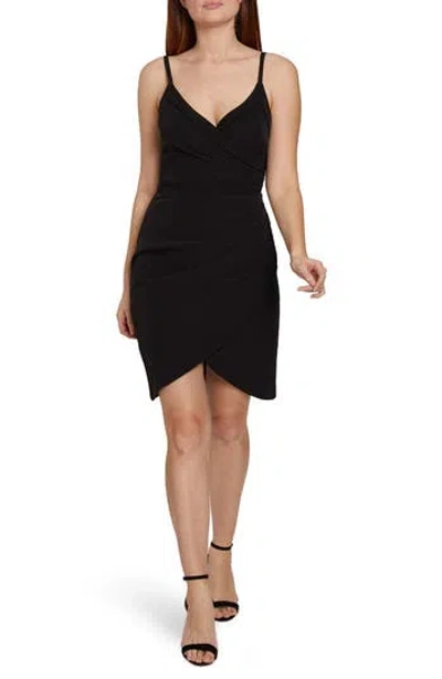 Bcbg Faux Wrap Scuba Crepe Mini Dress In Black