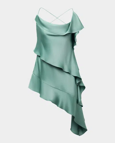 Bcbg Fiona High-low Charmeuse Slip Dress In Green