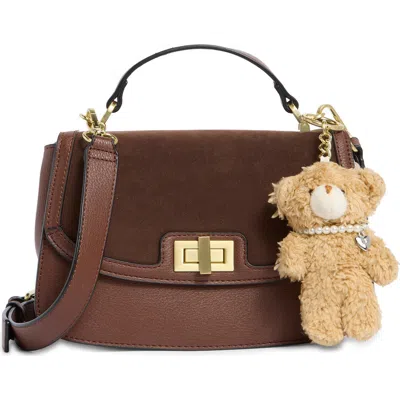 Bcbg Flap Top Handle Crossbody Bag In Brown