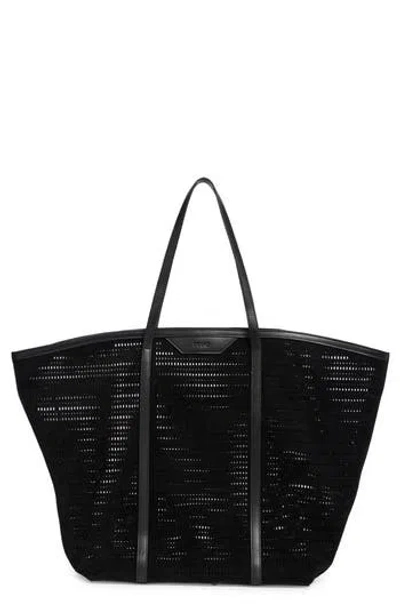 Bcbg Flared Perforated Faux Leather Tote In Blue