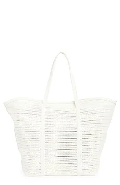 Bcbg Flared Perforated Faux Leather Tote In Purple