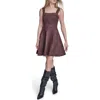 Bcbg Flippy Faux Suede A-line Dress In Brown