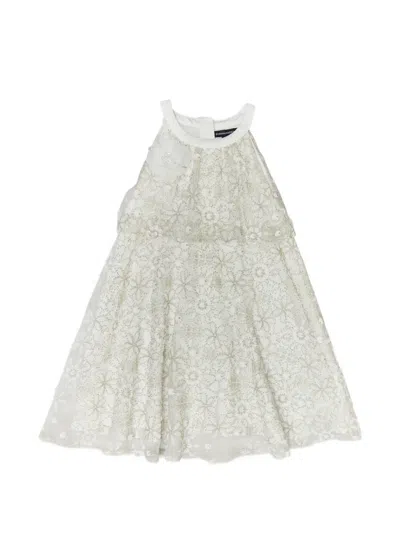 Bcbg Kids' Floral Appliqué Dress In White