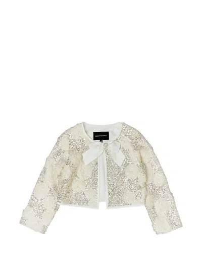 Bcbg Kids' Floral Bow Jacket In Silver